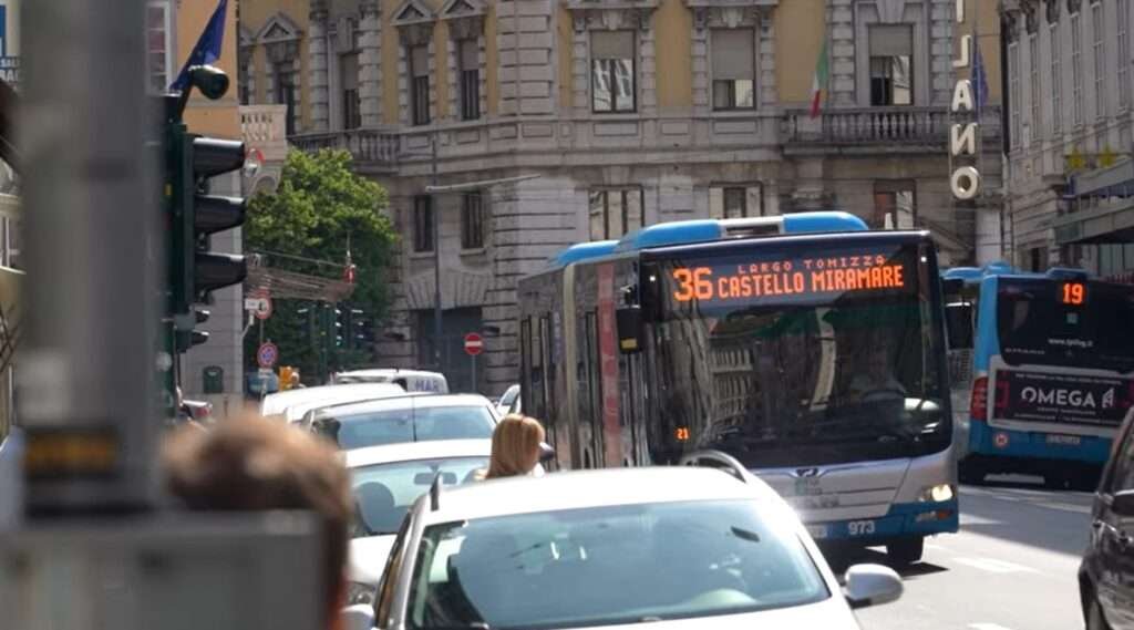 Bus heading towards Miramare